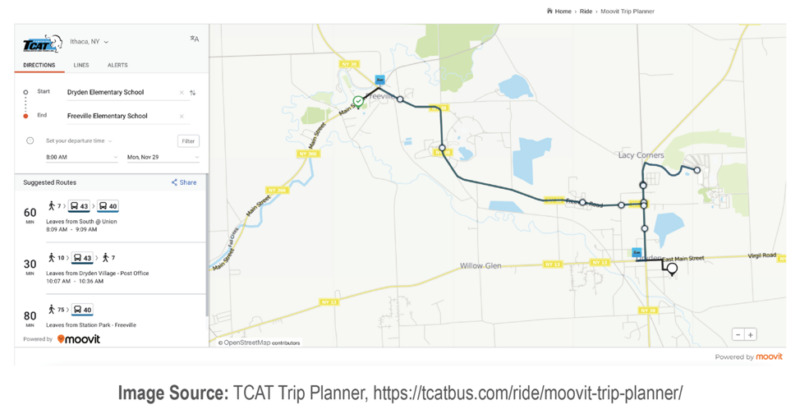 Screenshot image of TCAT Trip Planner 